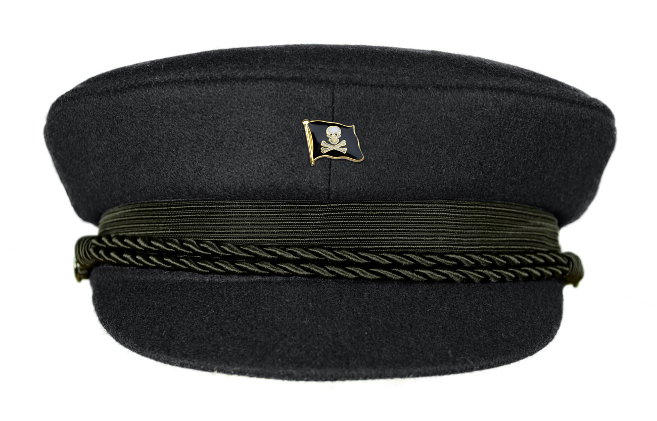 MADSea schwarzer Elbsegler mit Flaggenpin Pirat Jolly Roger