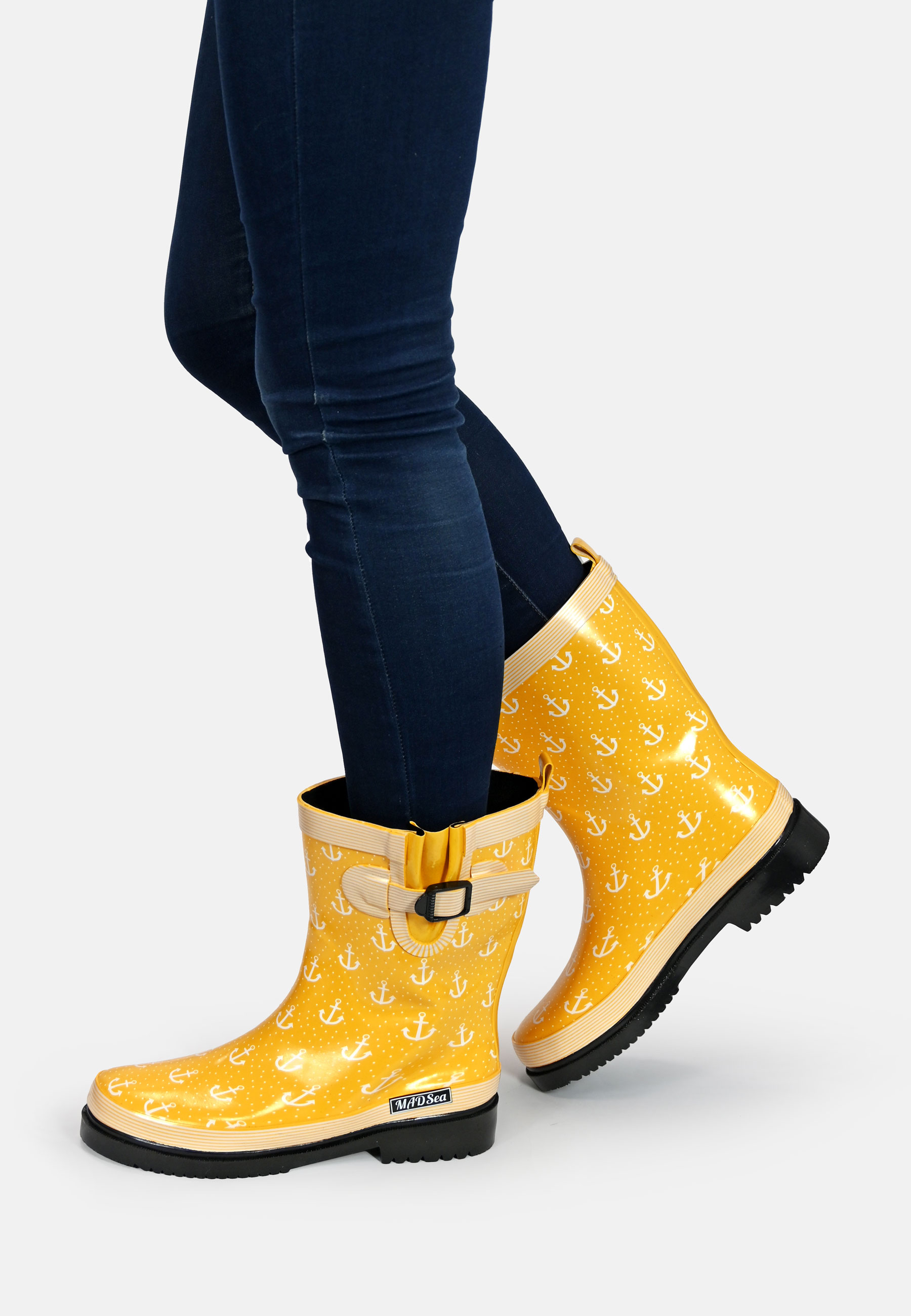 MADSea Damen Gummistiefel Anchor Halbschaft Gelb MADSea Damen Gummistiefel Anchor Halbschaft Gelb